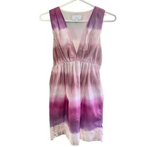 Adam Lippes Ombre Pink/Purple/Mauve Empire Waist Dip Dye Mini Dress Size 2